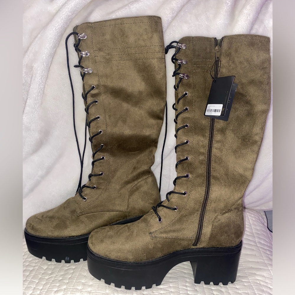 Platform Knee High Faux Suede Boots